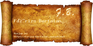 Fórizs Bertalan névjegykártya