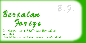 bertalan forizs business card